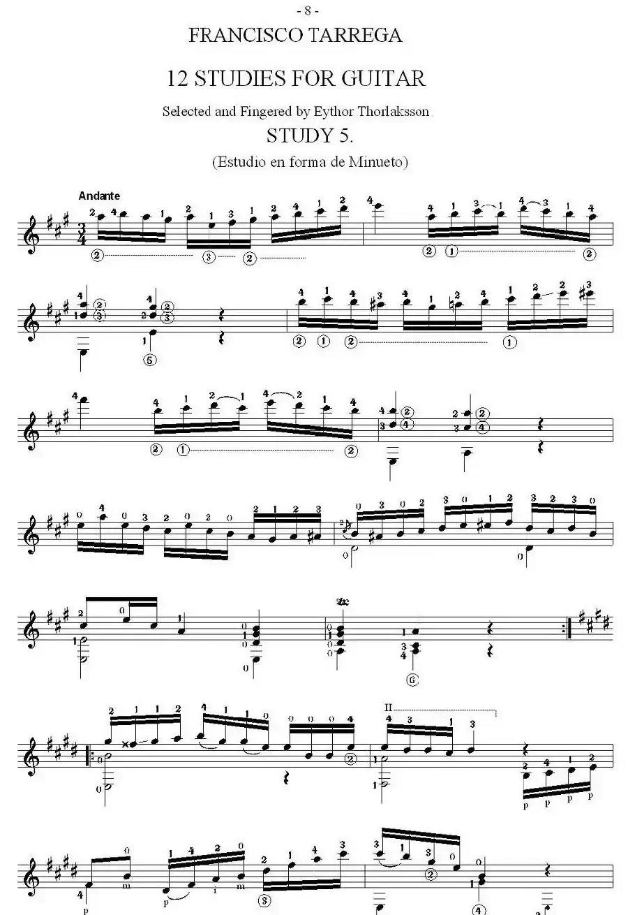 他雷加12首练习曲之5