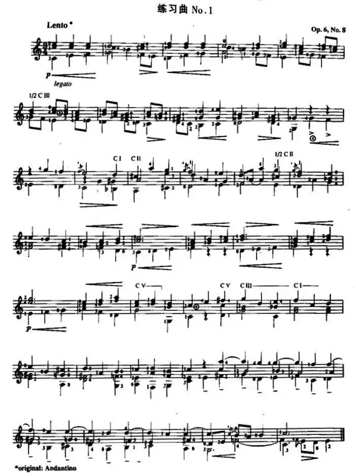 费尔南多·索尔 古典吉他练习曲 No.1（Op.6 No.8）