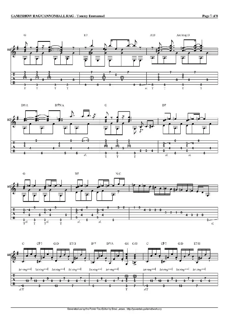 tommy emmanuel：gameshow rag/cannonball rag（指弹吉他）
