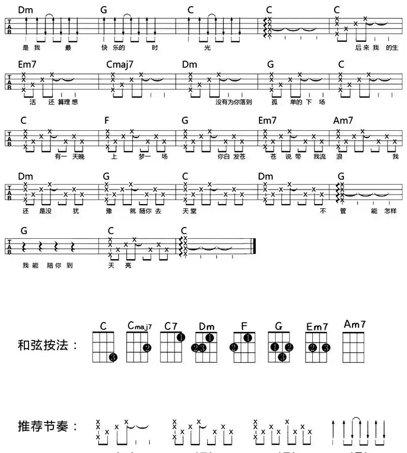 你还要我怎样（尤克里里弹唱谱）