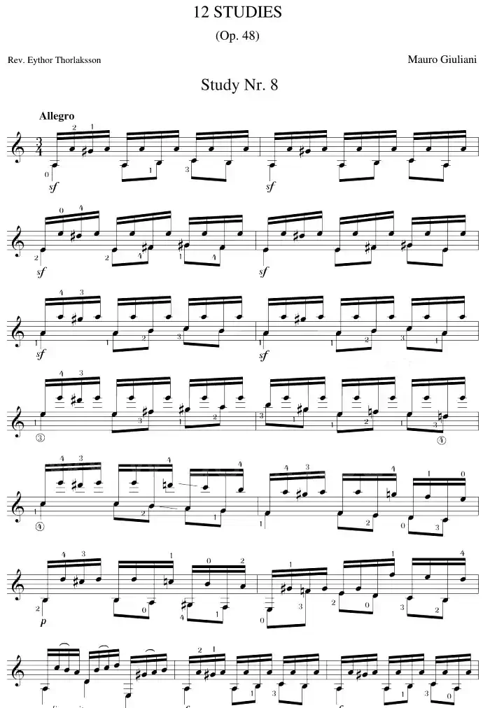 Mauro Giuliani《12 Studies,Op.48》（STUDY 8）