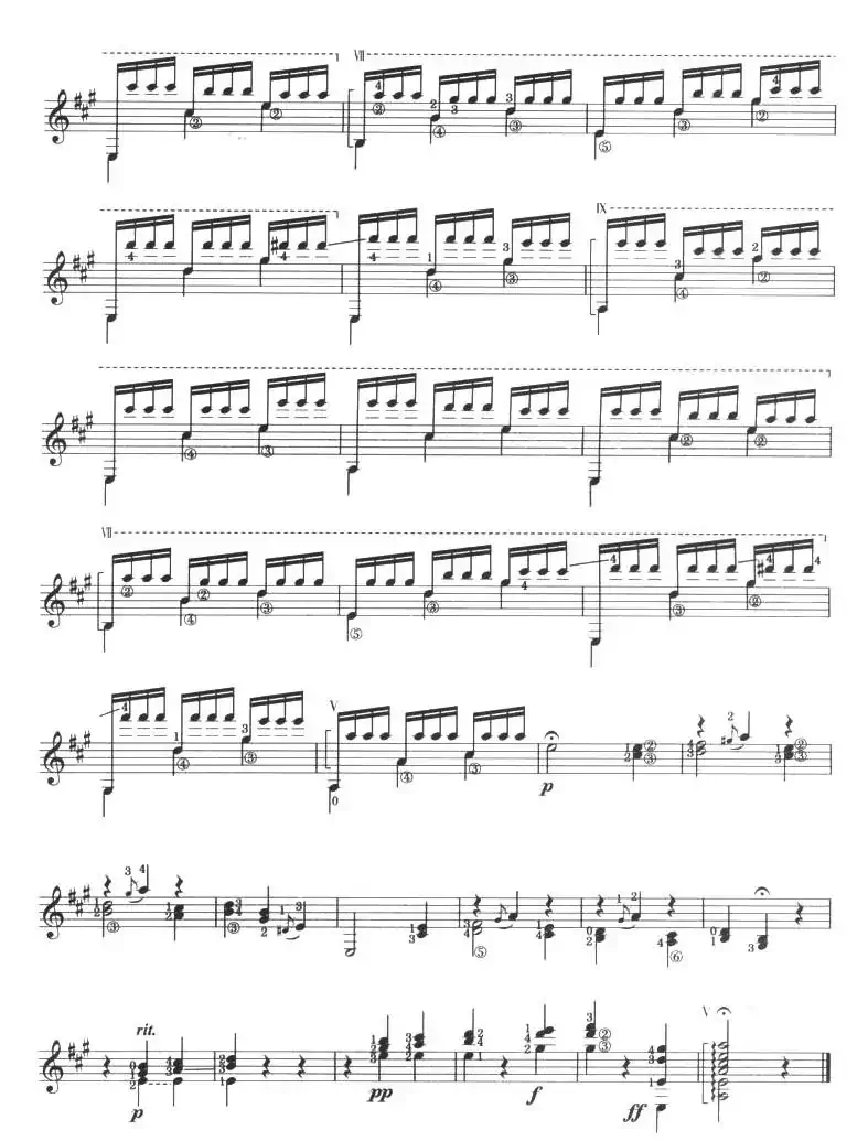 古典吉他考级十级外国乐曲A组（3、威尼斯狂欢节主题与变奏）