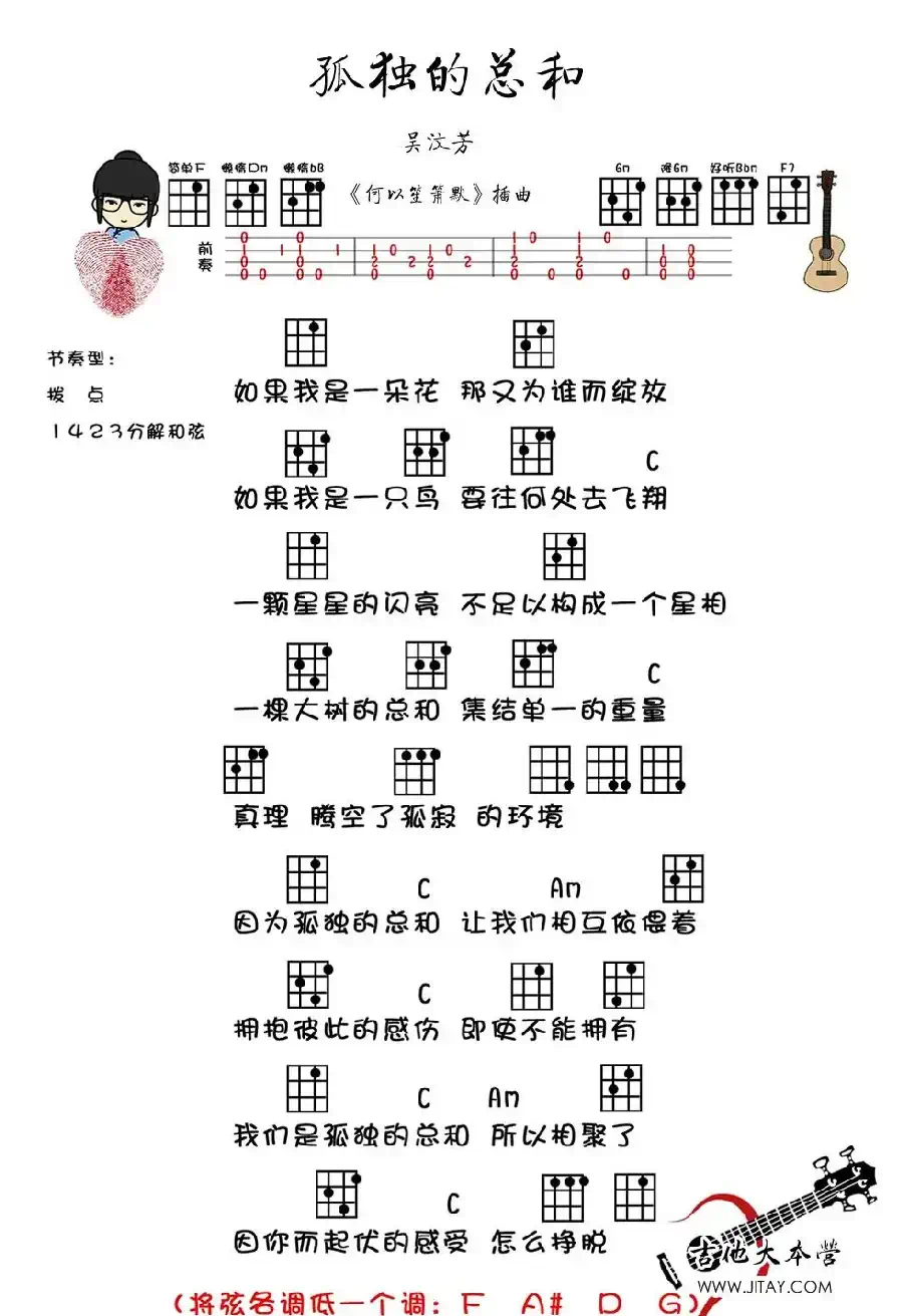 孤独的总和（电视剧《何以笙箫默》插曲）（尤克里里谱）
