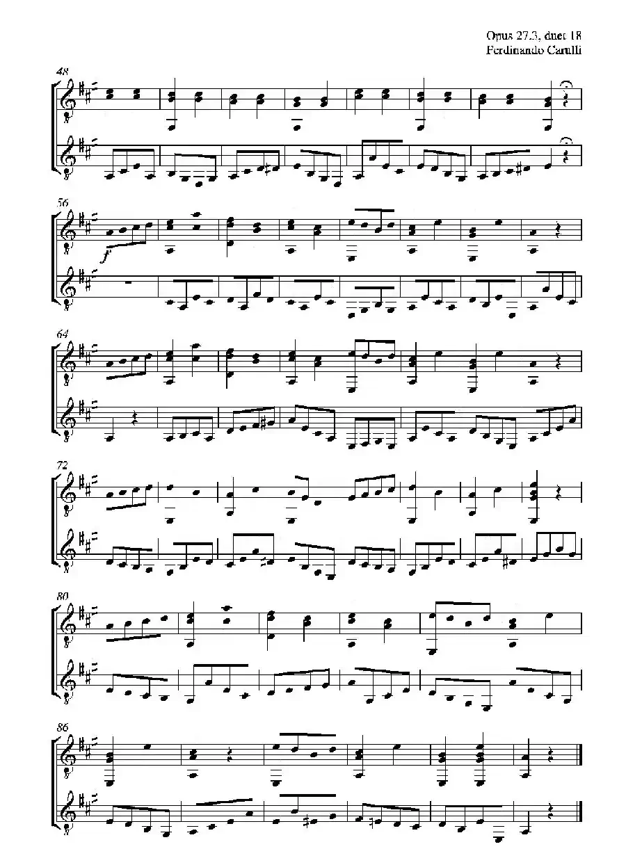 Metodo Completo Op.27-3（古典吉他二重奏练习·18）