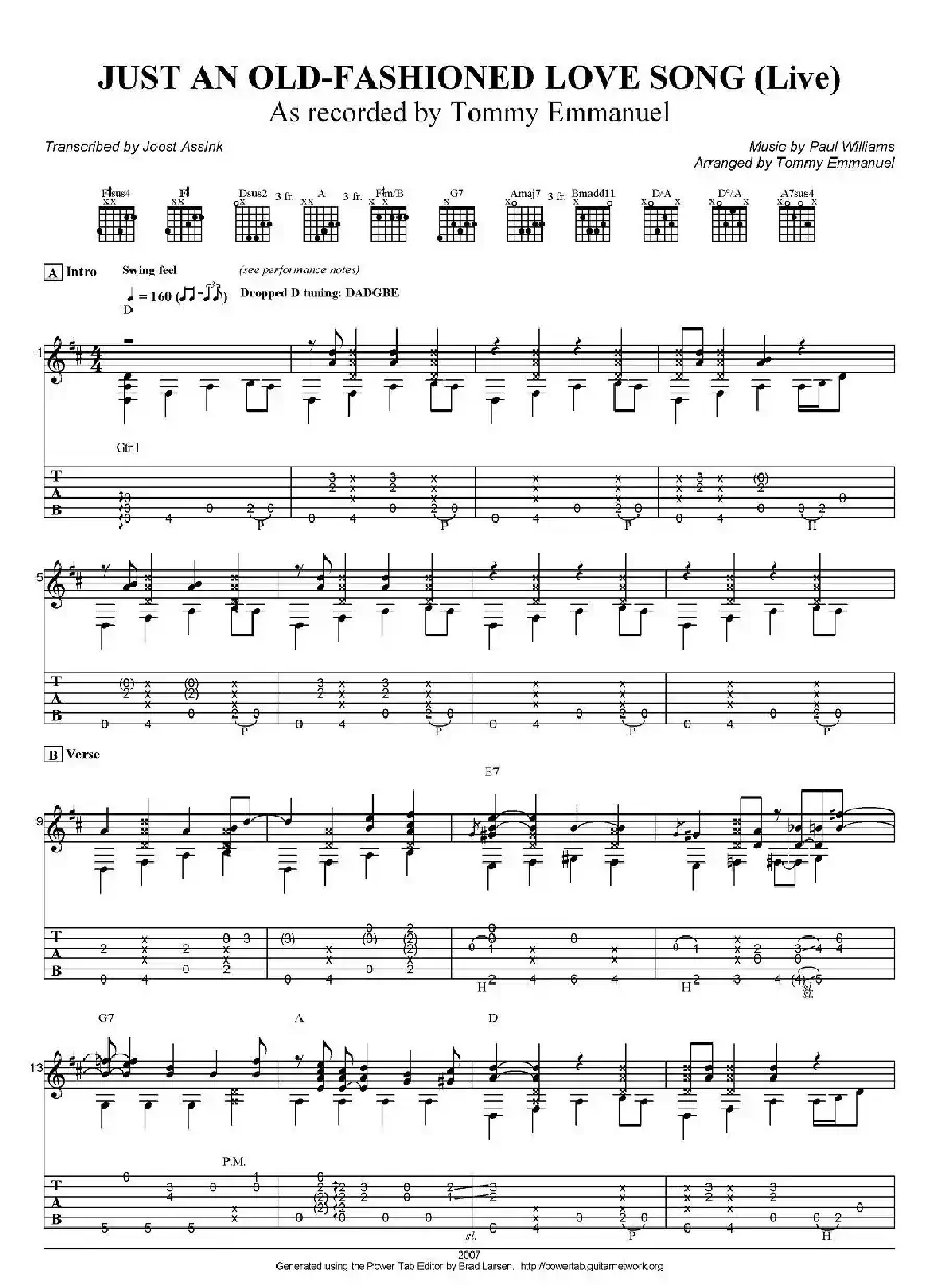 tommy emmanuel：just an old fashioned love song（指弹吉他）