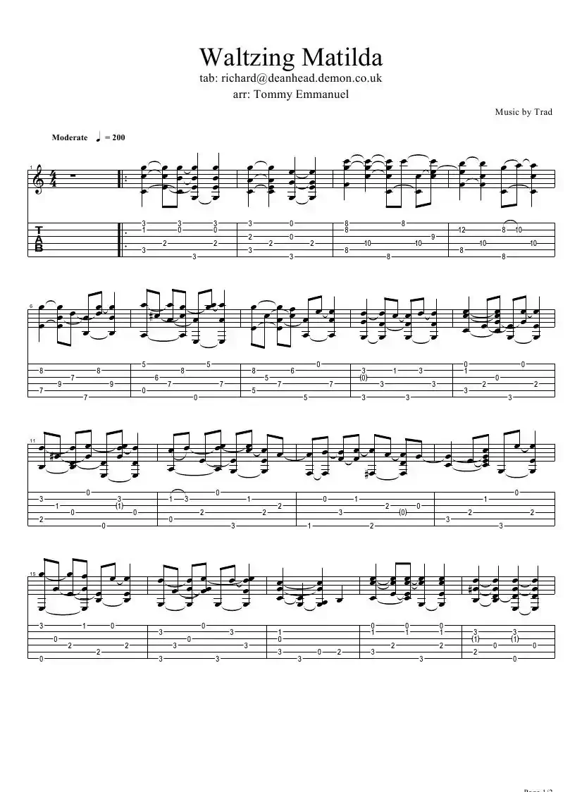tommy emmanuel：waltzing matilda（指弹吉它）