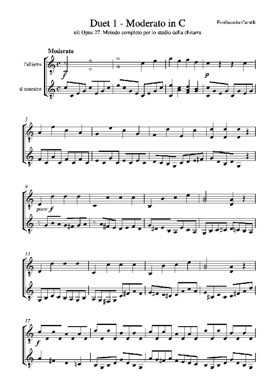 Metodo Completo Op.27-3（古典吉他二重奏练习·1）