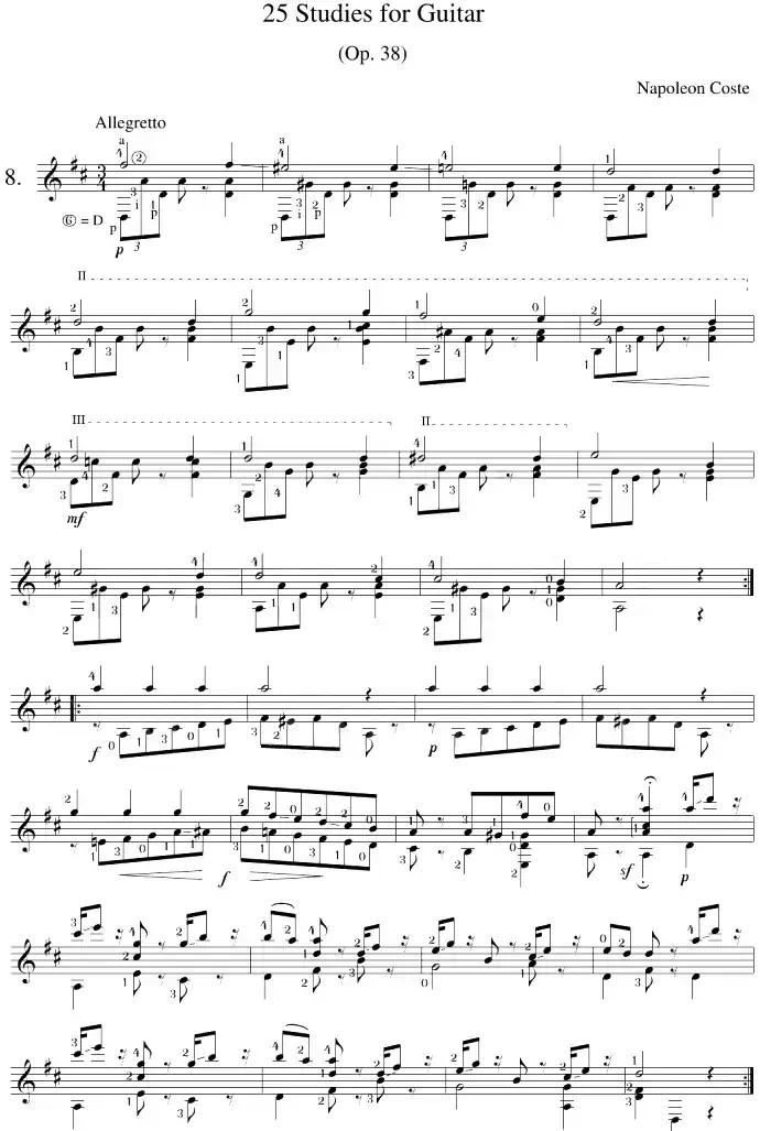 Napoleon Coste《25 Studies,Op.38》（STUDY 8）