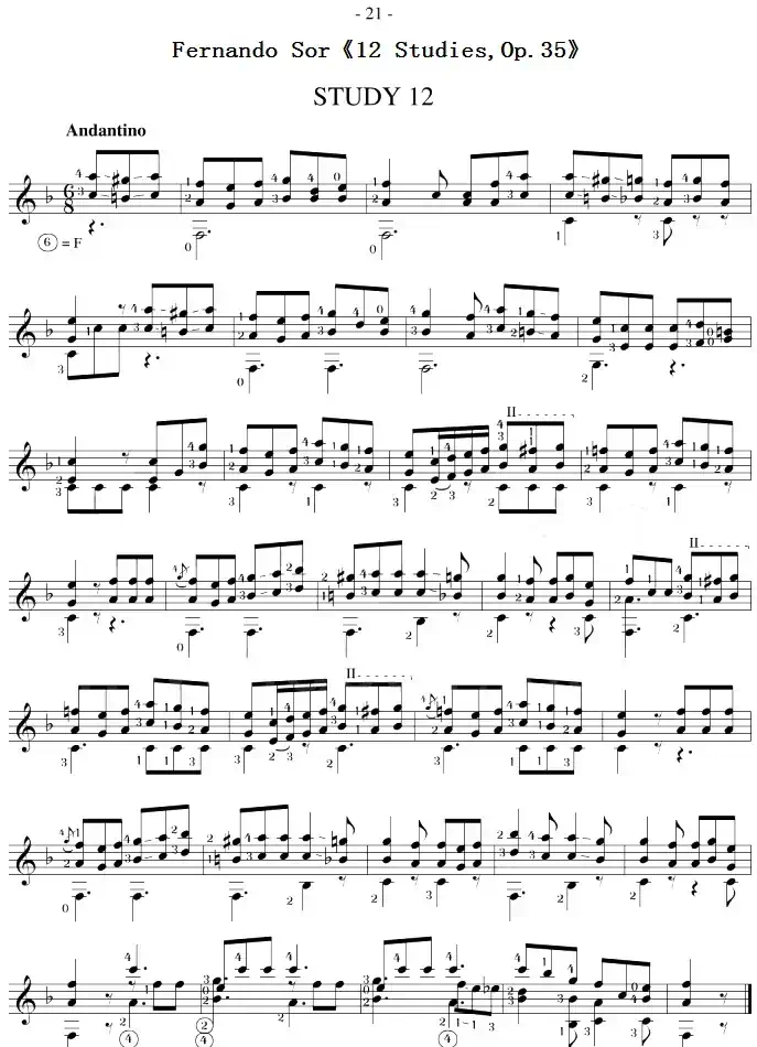 Fernando Sor《12 Studies,Op.35》（STUDY 12）
