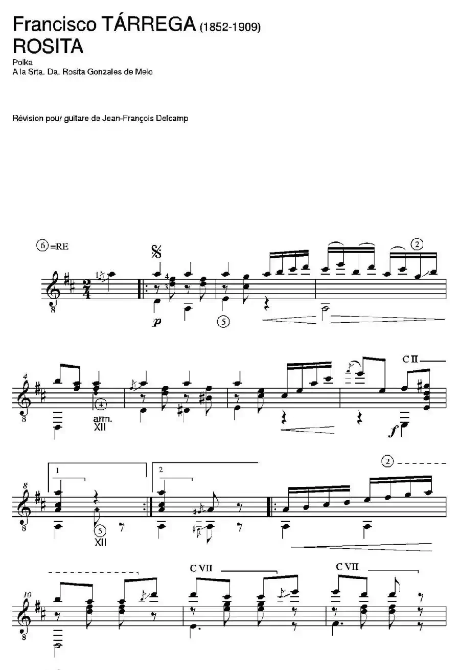 ROSITA(Polka A la Srta.Da.Rosita Gonzales de Melo)（古典吉他）