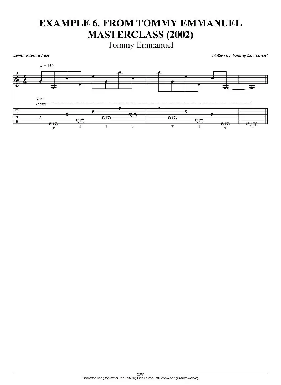 tommy emmanuel：masterclass example-6（指弹吉他）