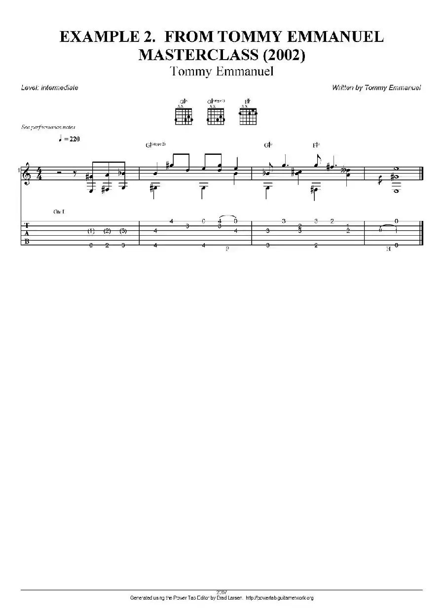 tommy emmanuel：masterclass example-2（指弹吉他）