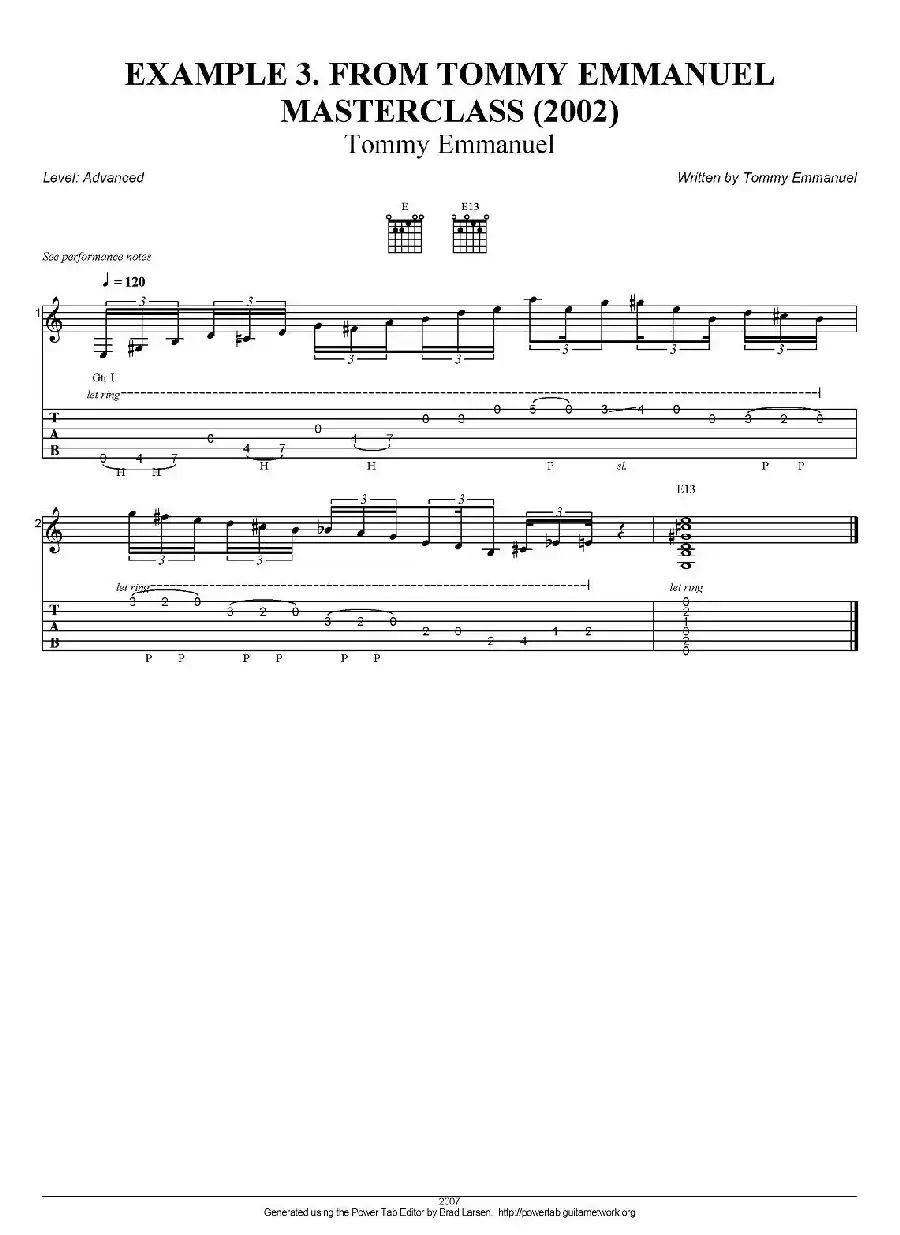 tommy emmanuel：masterclass example-3（指弹吉他）