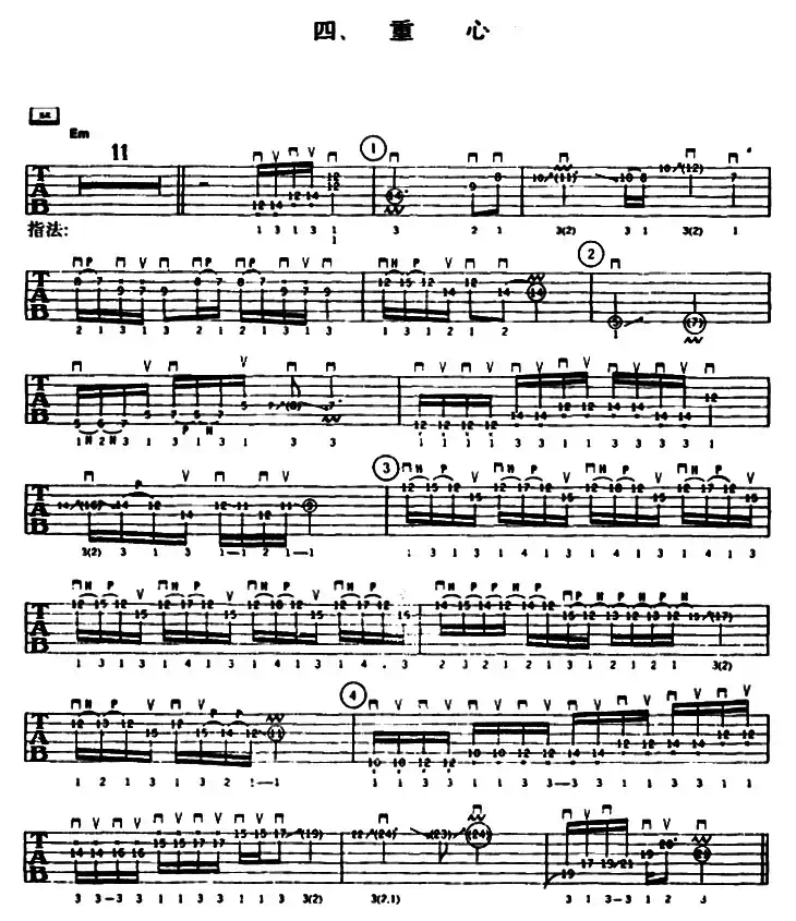 重金属吉他演奏示范曲谱（四、重心）