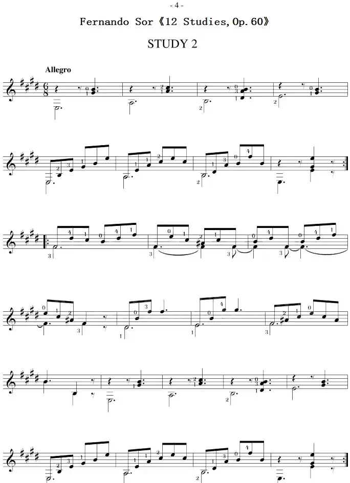 Fernando Sor《12 Studies,Op.60》（STUDY 2）