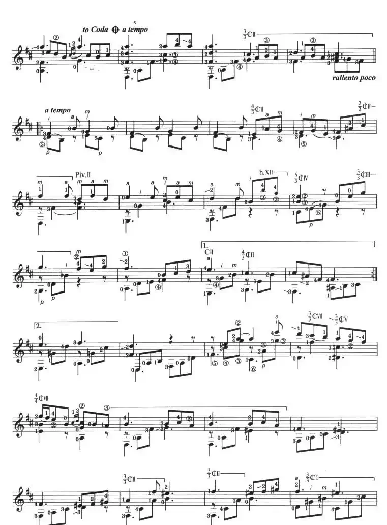 古典吉他考级八级外国乐曲B组（3、船歌）