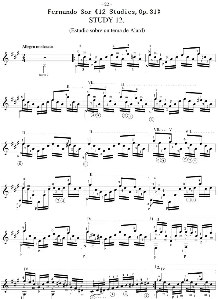 Fernando Sor《12 Studies,Op.31》（STUDY 12）