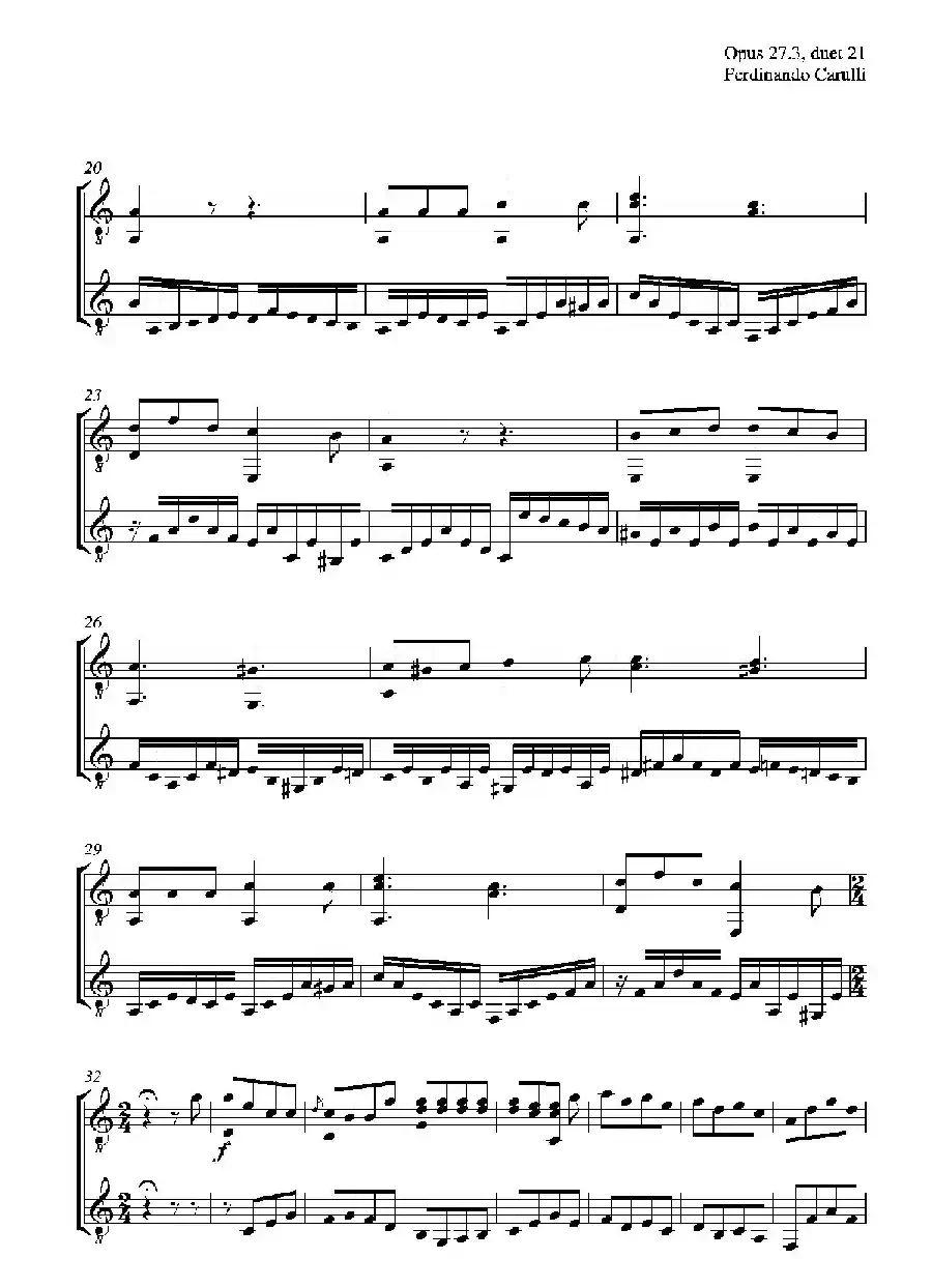 Metodo Completo Op.27-3（古典吉他二重奏练习·21）