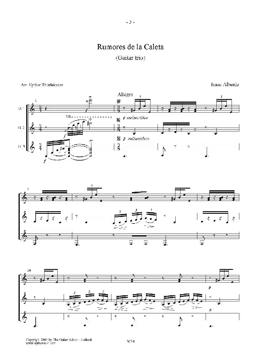 Rumores de la Caleta(Guitar TRIO)（古典吉他）