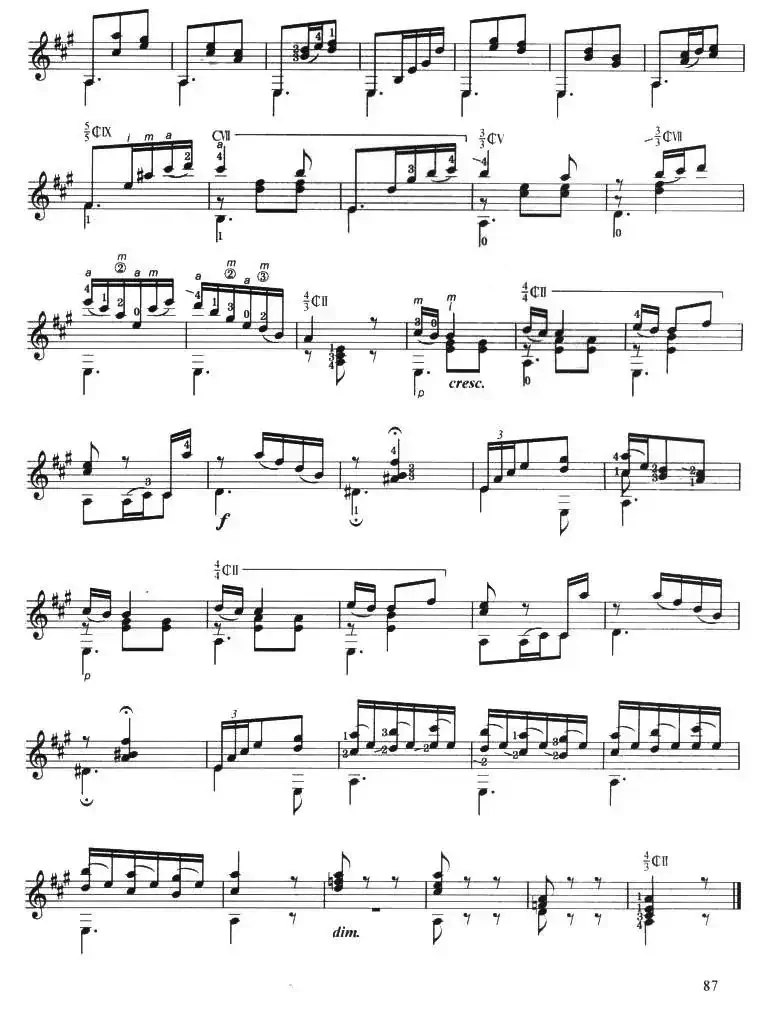 古典吉他考级六级外国乐曲B组（4首）