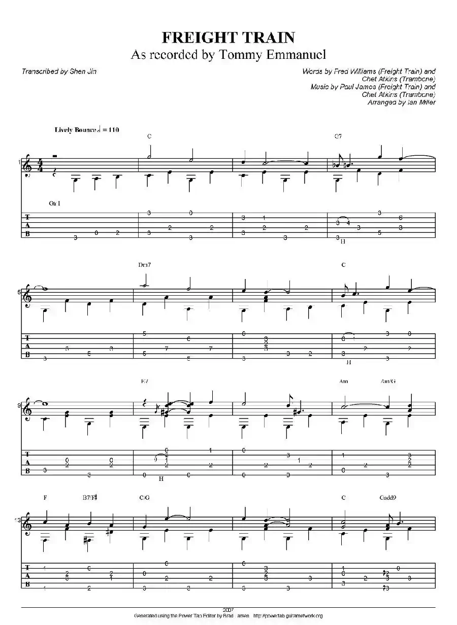 tommy emmanuel：freight train（指弹吉他）