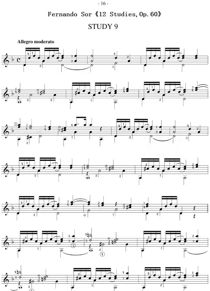 Fernando Sor《12 Studies,Op.60》（STUDY 9）