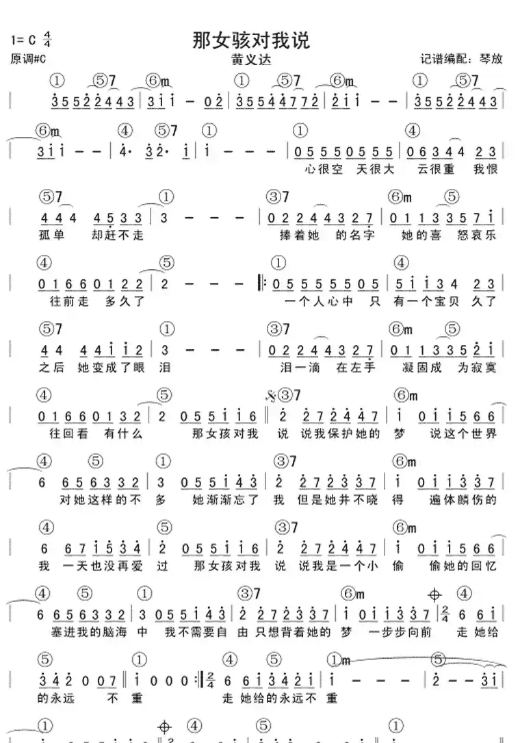 那个女孩对我说-琴放版