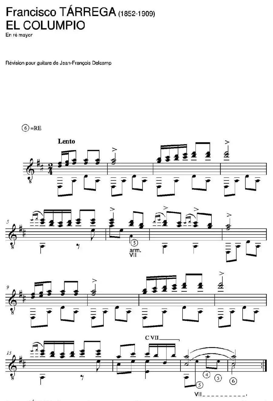 EL COLUMPIO(En re mayor)（古典吉他）