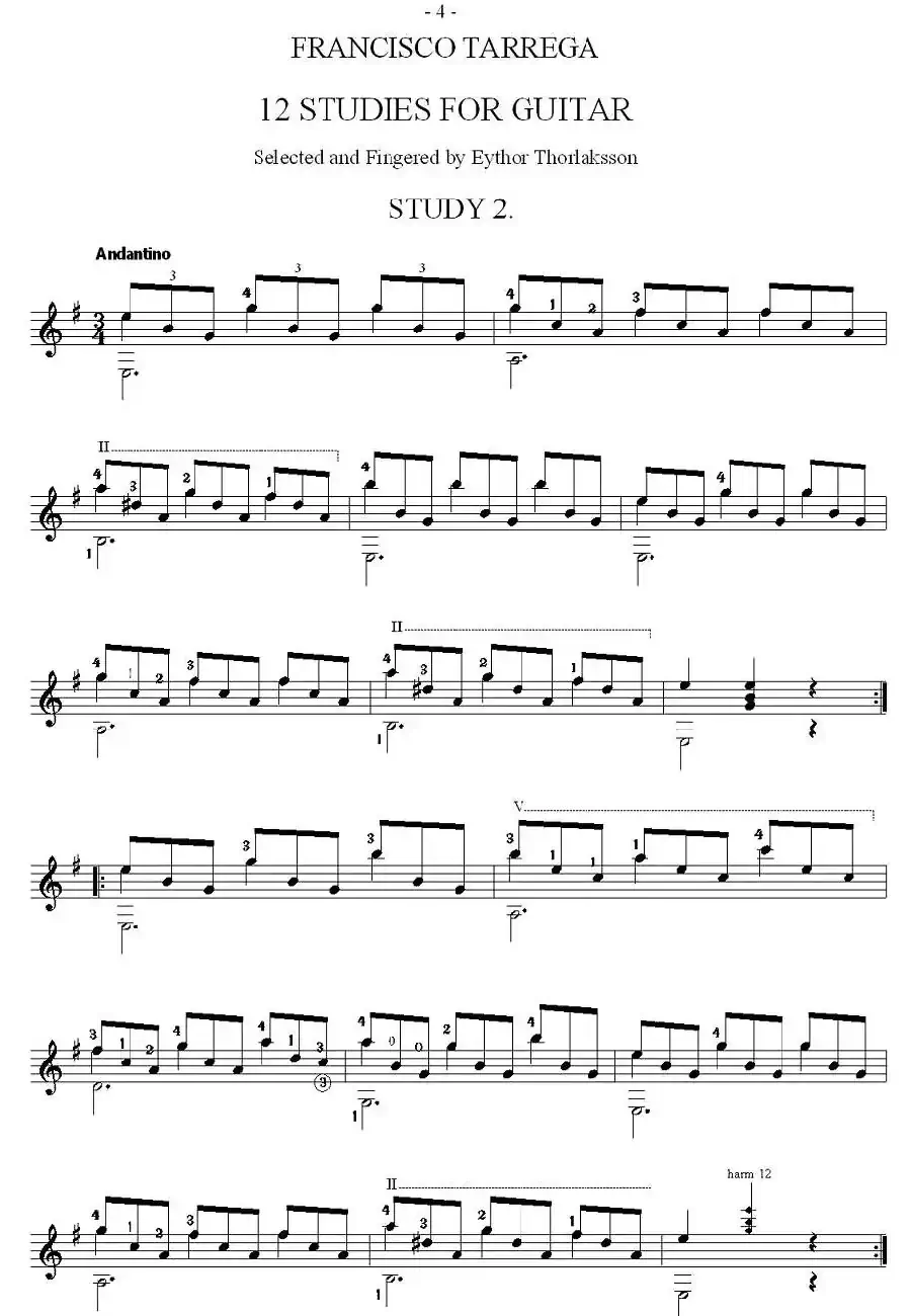 他雷加12首练习曲之2