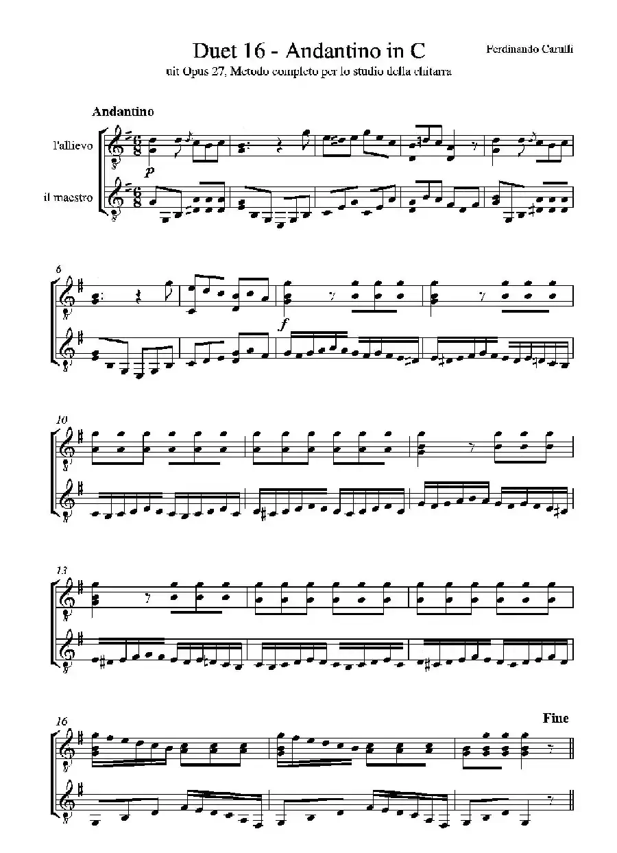 Metodo Completo Op.27-3（古典吉他二重奏练习·16）