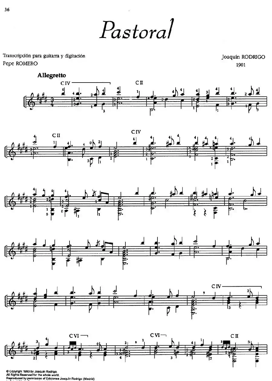 Joaquin Rodrigo Music for Guitar（罗德里戈吉他音乐P36-37）（古典吉他）