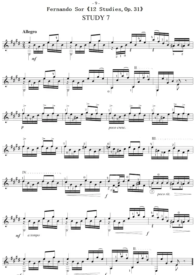Fernando Sor《12 Studies,Op.31》（STUDY 7）