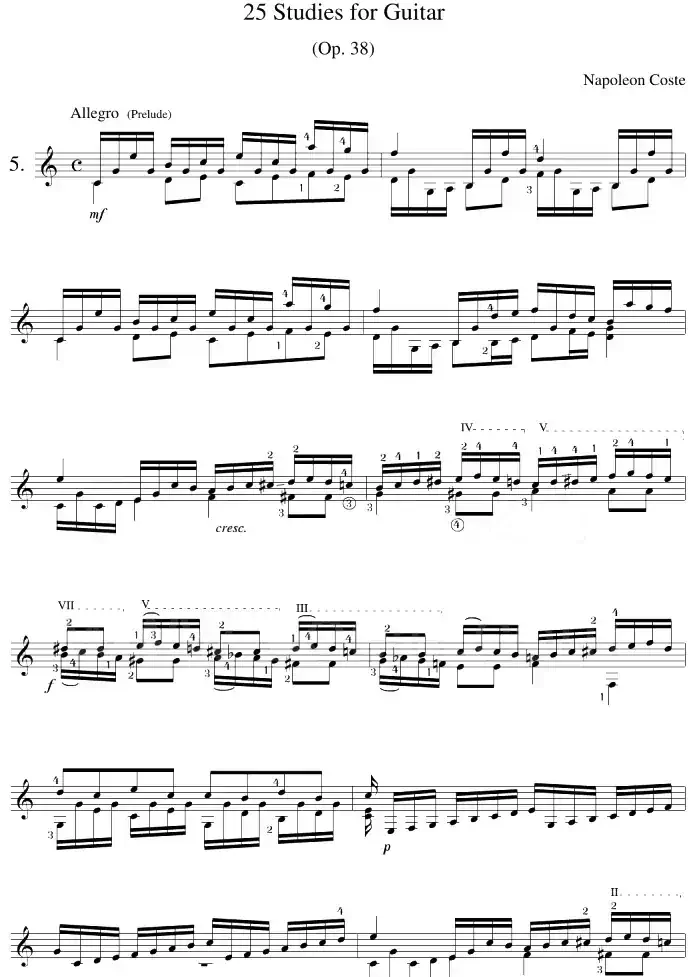 Napoleon Coste《25 Studies,Op.38》（STUDY 5）