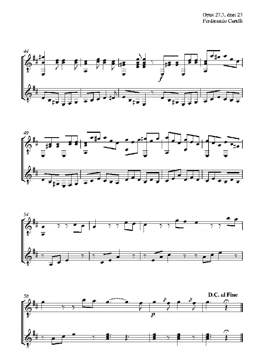 Metodo Completo Op.27-3（古典吉他二重奏练习·23）