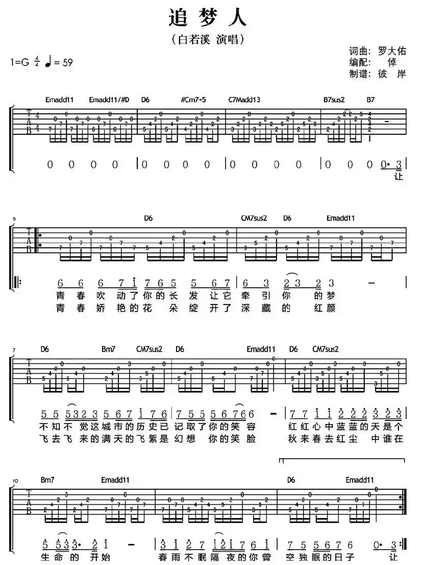 追梦人(罗大佑词 罗大佑曲)