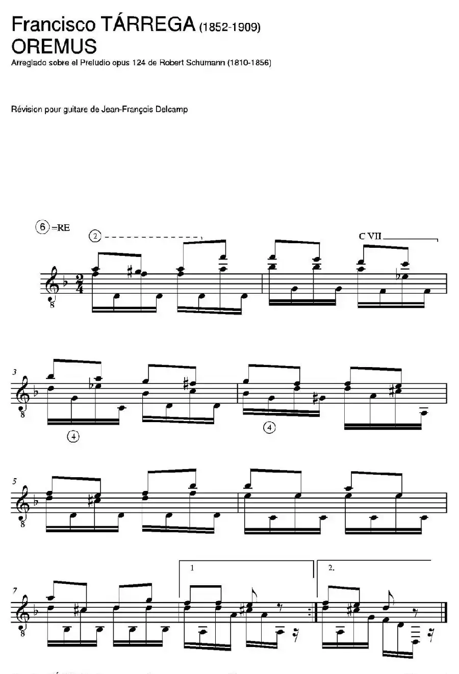 OREMUS(Arreglado sobre el Preludio opus 124 de Robert Schumann)（古典吉他）