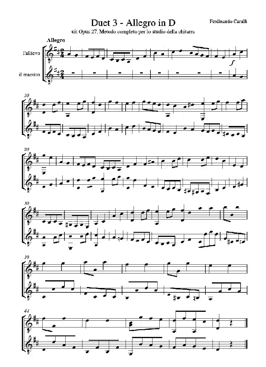 Metodo Completo Op.27-3（古典吉他二重奏练习·3）
