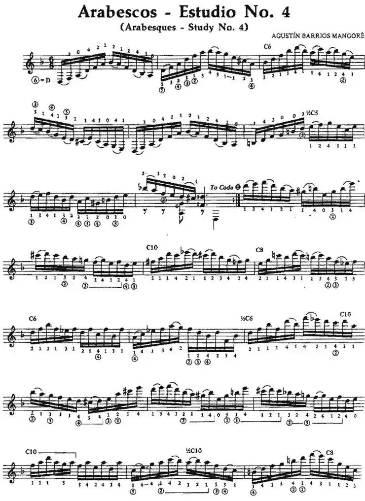 Arabescos-Estudio No.4（古典吉他）
