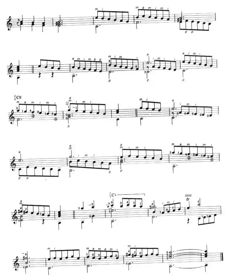 古典吉他考级五级外国乐曲A组（4首）