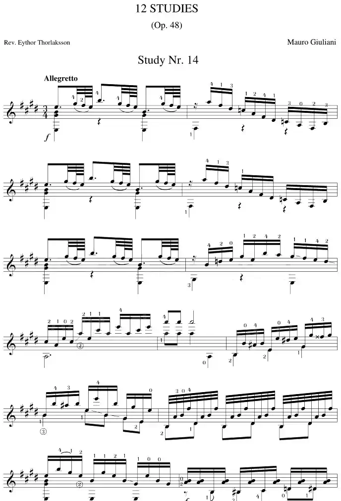 Mauro Giuliani《12 Studies,Op.48》（STUDY 14）