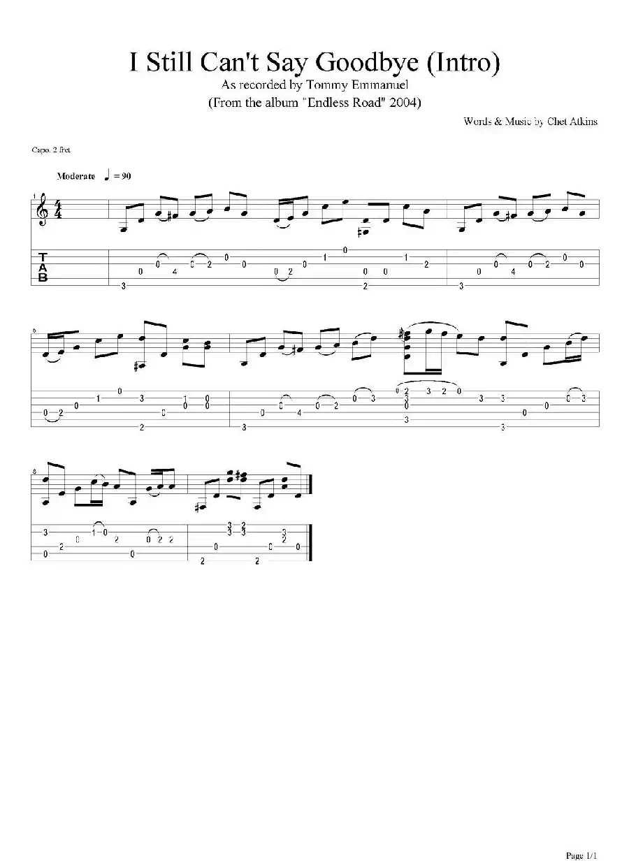 tommy emmanuel：i still cant say goodbye（intro）（指弹吉他）