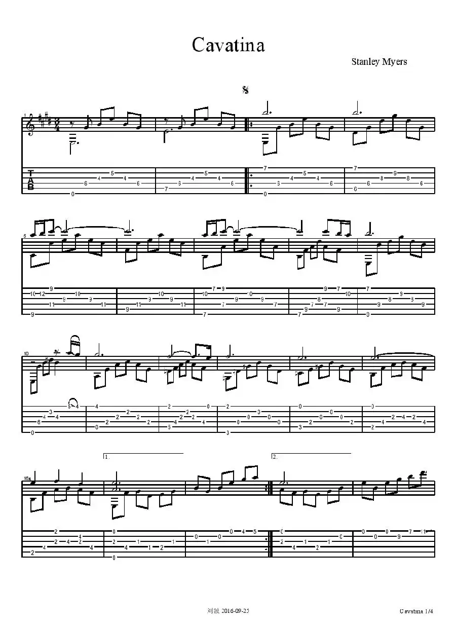 Cavatina（Stanley Myers）