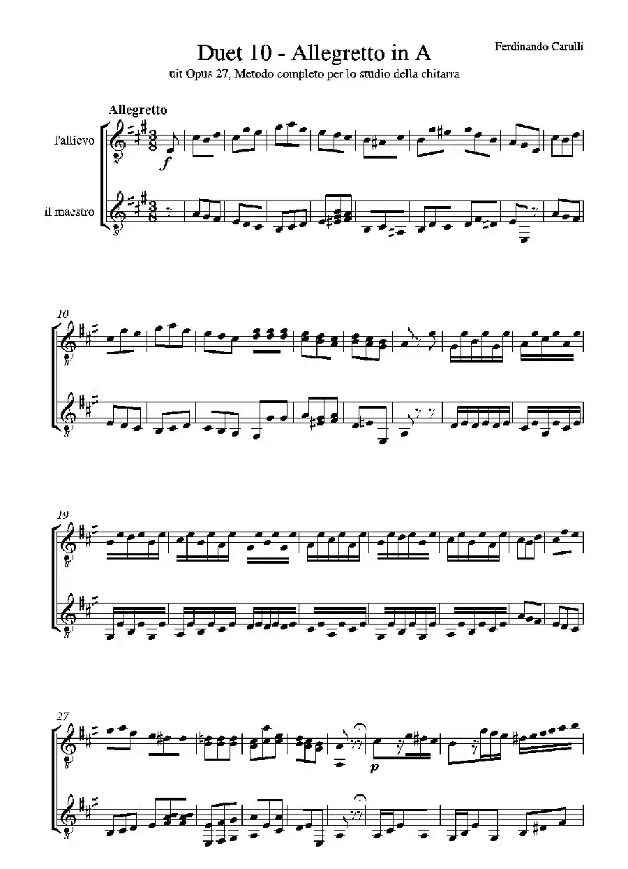 Metodo Completo Op.27-3（古典吉他二重奏练习·10）