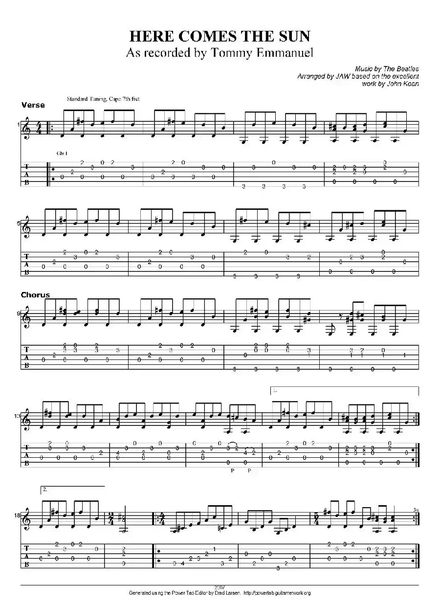 tommy emmanuel：here comes the sun（指弹吉他）