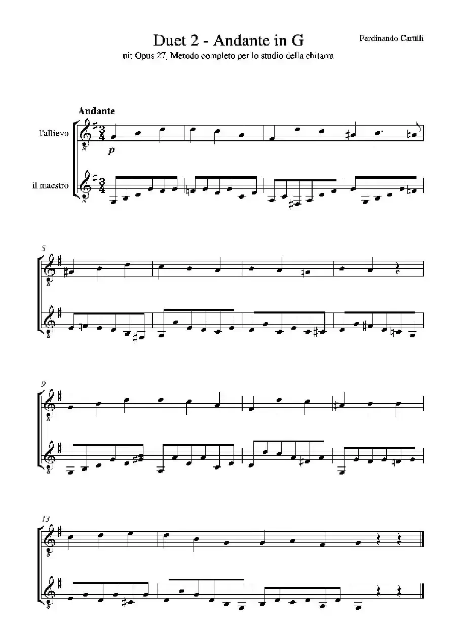 Metodo Completo Op.27-3（古典吉他二重奏练习·2）