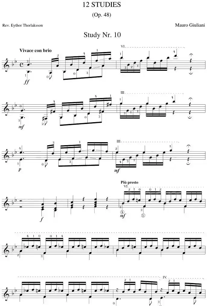 Mauro Giuliani《12 Studies,Op.48》（STUDY 10）