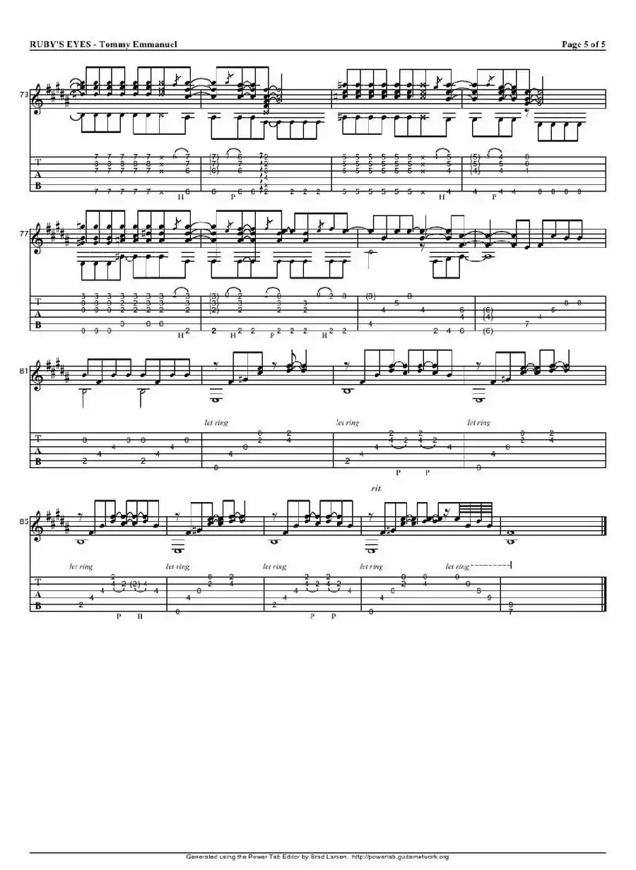 tommy emmanuel： rubys eyes（指弹吉它）