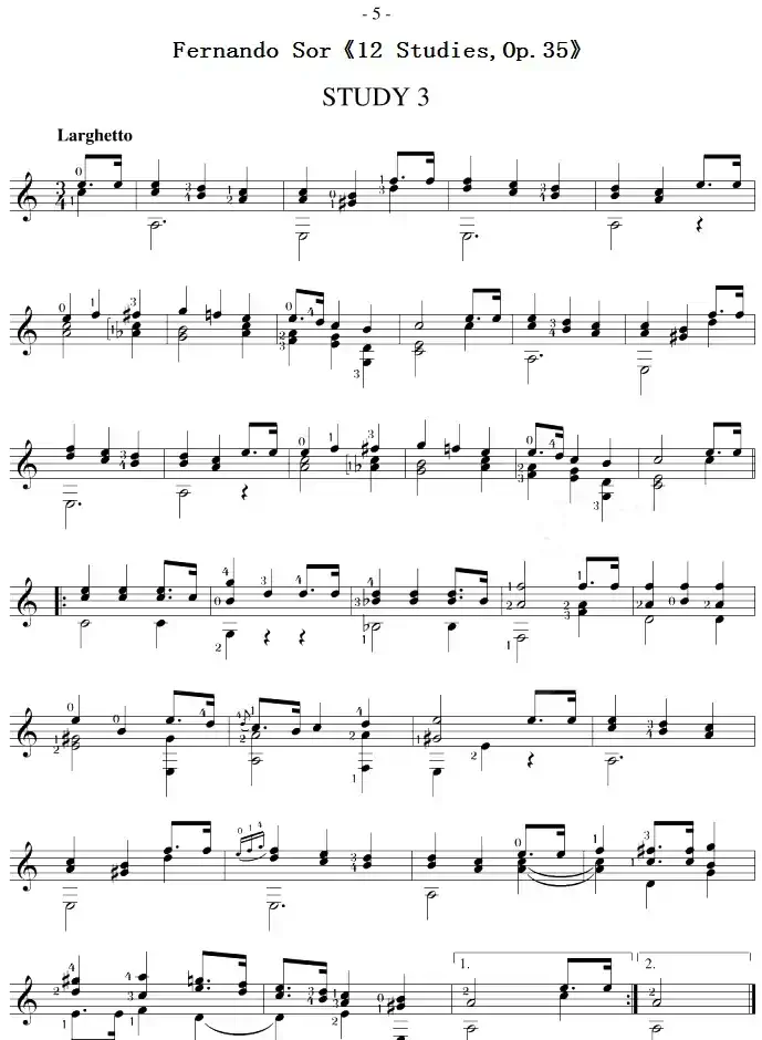 Fernando Sor《12 Studies,Op.35》（STUDY 3）