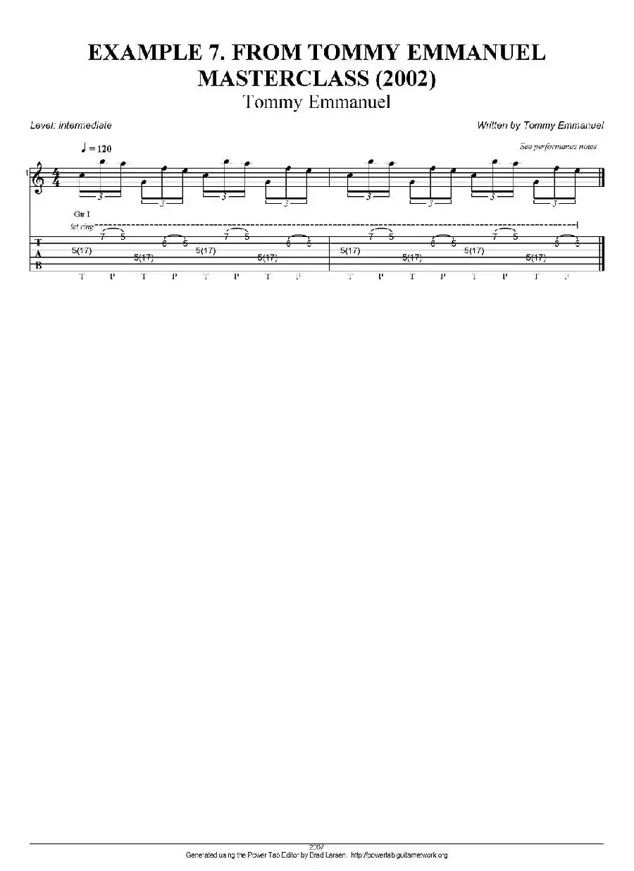 tommy emmanuel：masterclass example-7（指弹吉他）