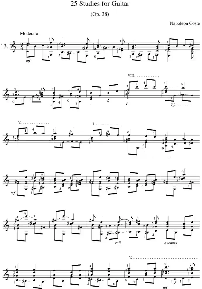 Napoleon Coste《25 Studies,Op.38》（STUDY 13）